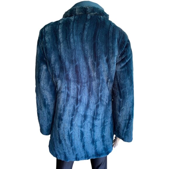 Deep Teal Green Reversable Faux Fur Teddy Jacket Sz M/8 - Picture 4 of 10